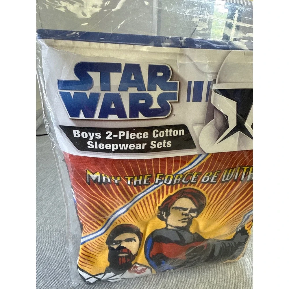 Star‎ Wars Clone Wars Boys 2-Piece Cotton Pajama Set Anakin Obi-Wan Size 8 New